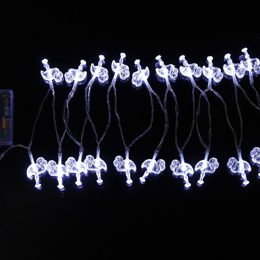 20PCS LED Flamingo Battery LED String Lights Holiday Christmas Party Garden Decoration Lights (2.2 Meters) - White
