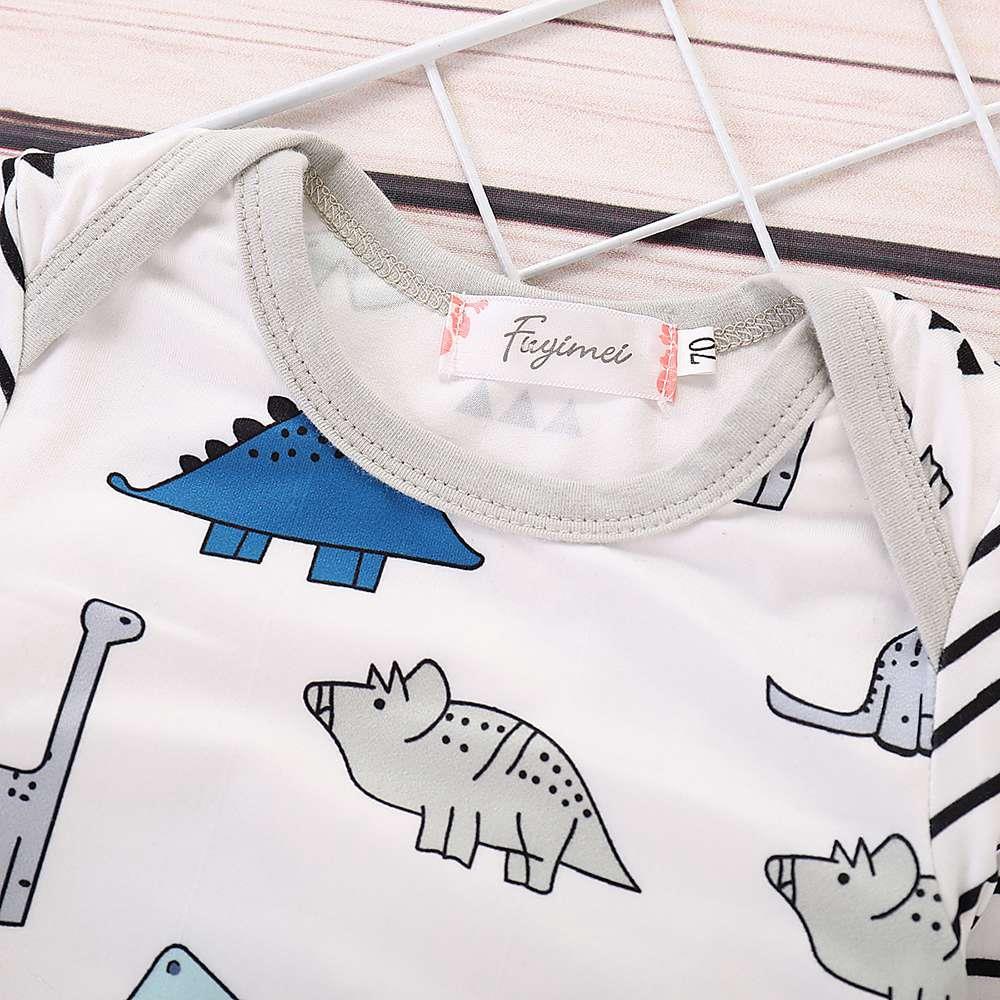 HZ50061 Kids Boys Girls Funny Animal Pattern Three-piece Set (Long-sleeve Shirt + Hat + Casual Pants Size 70) - White