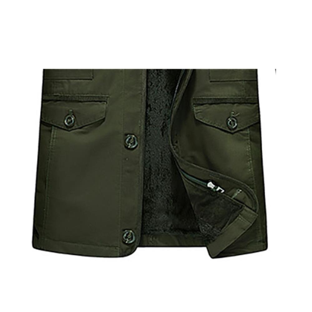 CAH8808 Men's Autumn And Winter Leisure Long Cotton Jacket (Thick Trench Coat Size L) - Army Green