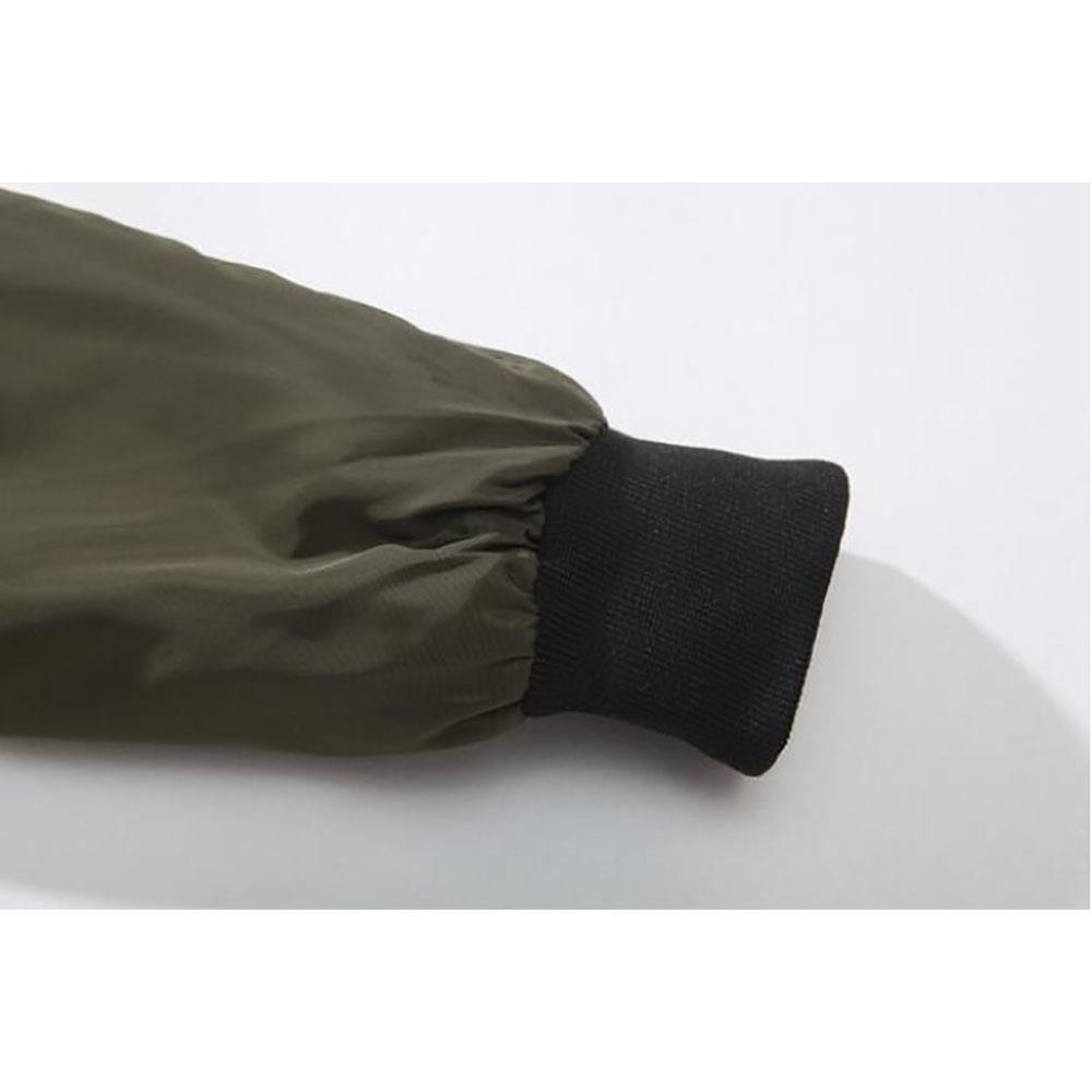 C9901 Men's Autumn Casual Embroidered Round Neck Bomber Pilot Jacket (Long Sleeve Coat Size M) - Army Green