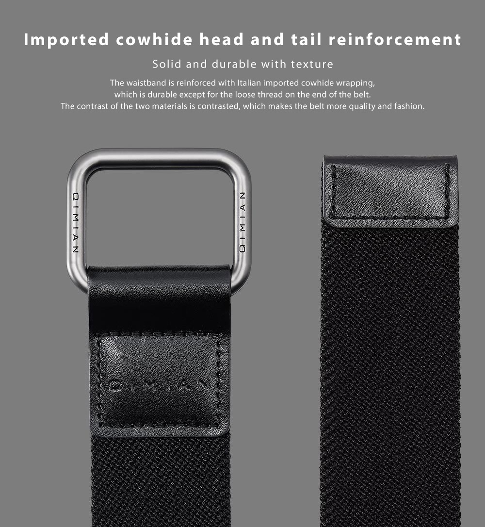 Xiaomi QIMIAN Stretch Fabric Sports Belt Elastic Plant Double Ring Buckle Size XL - Black