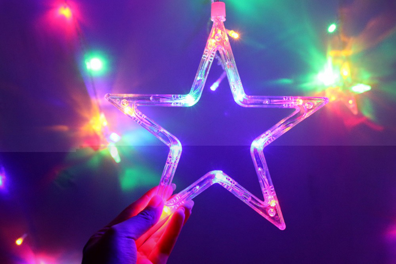 Pentagram LED Bulbs String Floral Lights for Party Garden Decoration (2.5 Meter) - Warm White