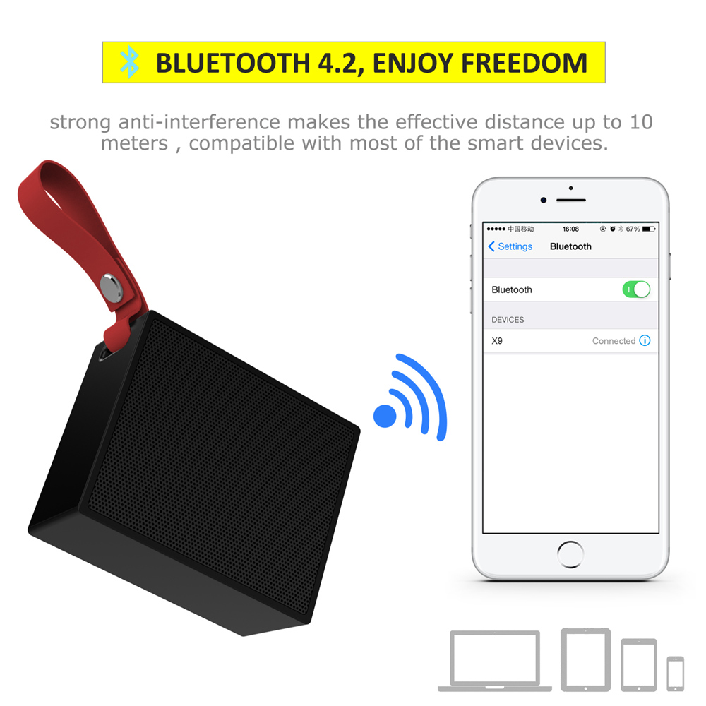 X9 Wireless Outdoor Speaker Bluetooth 4.2 IPX6 Waterproof 5H Play time -Black