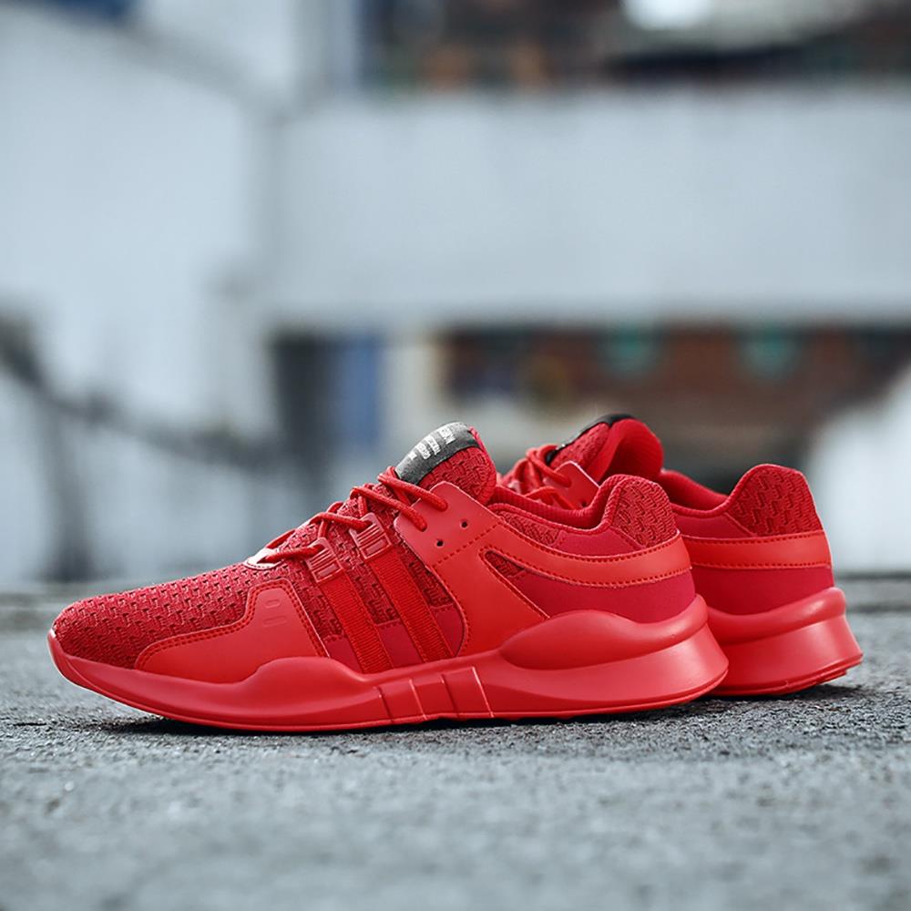 Men's Casual Outdoor Tennis Sneakers(Flying Woven Upper Running Shoes Size EU39.5) - Red