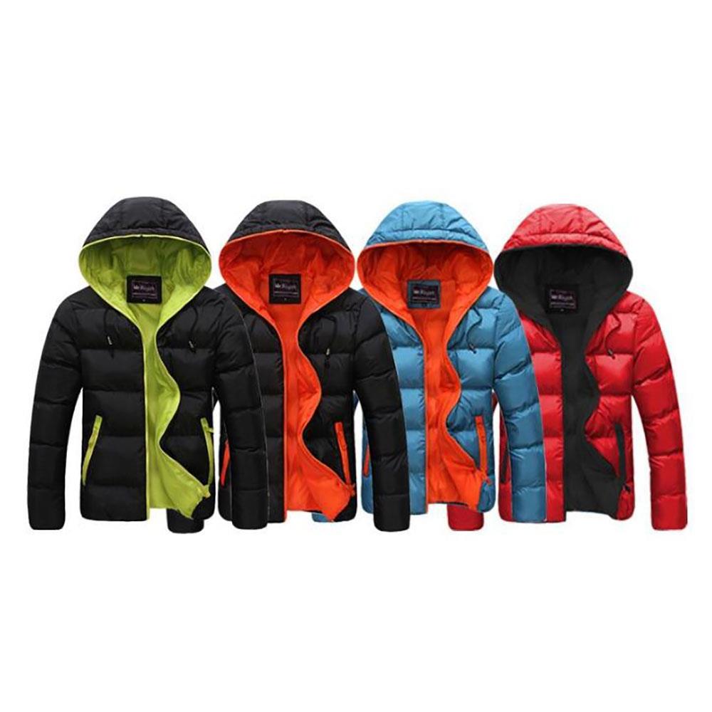 Agai-mccf Men's Leisure Hooded Candy Color Down Jacket (Warm Coat Size M) - Blue + Orange
