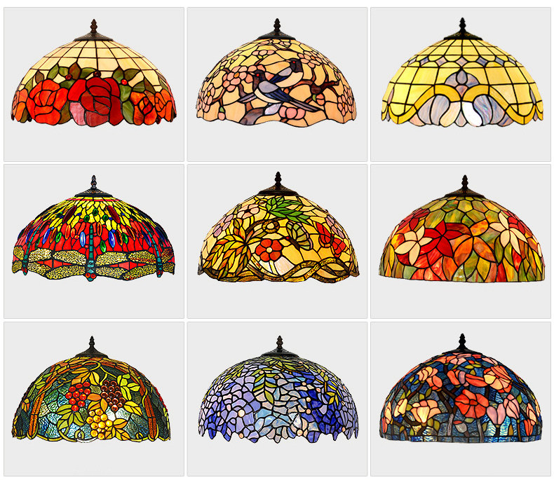 FUMAT Tiffany Style Stained Glass Handcrafted Floor Lamp - Romantic Ripe Grapes Design