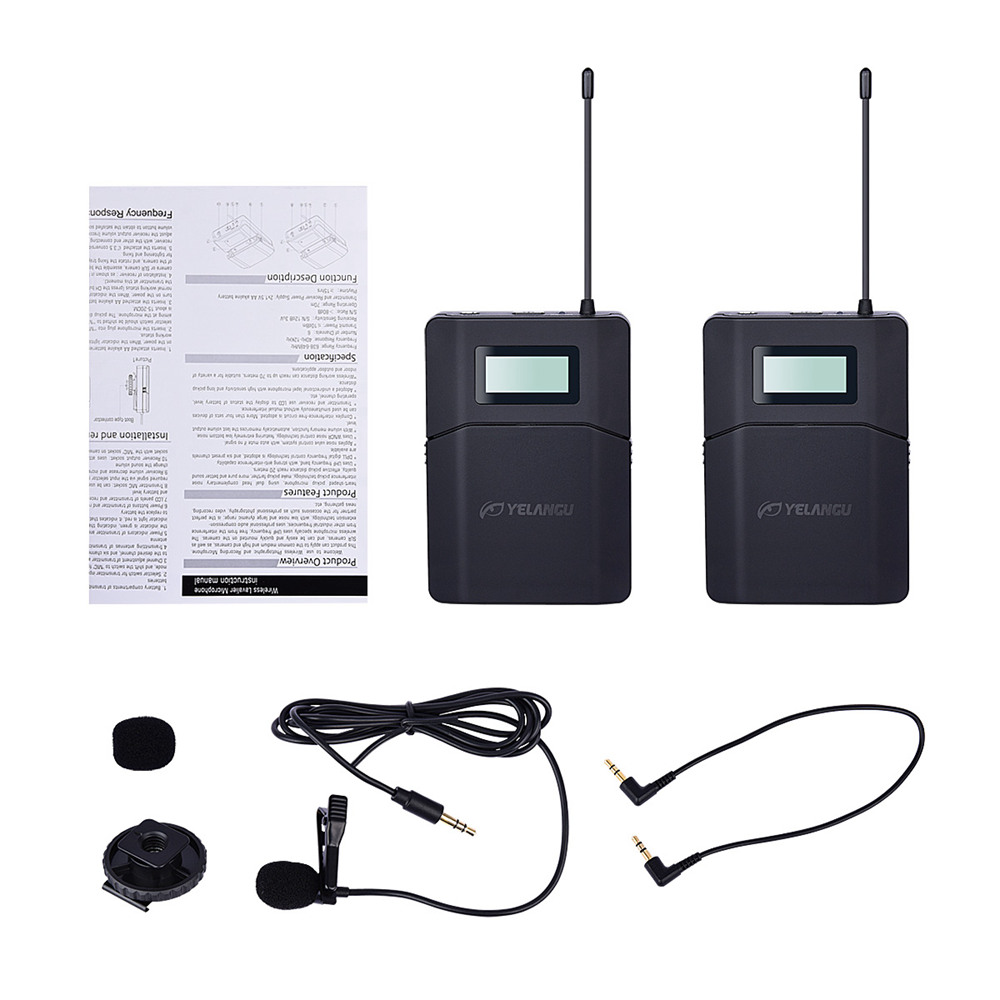 Yelangu MX1 Outdoor Wireless Microphone 70M Wireless Working Distance For Camera Recording - Black