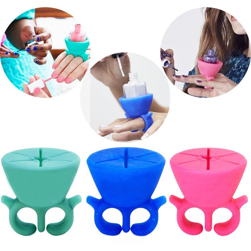 Wearable Nail Polish Bottle Holder Silicone Round Holder Stand - Pink