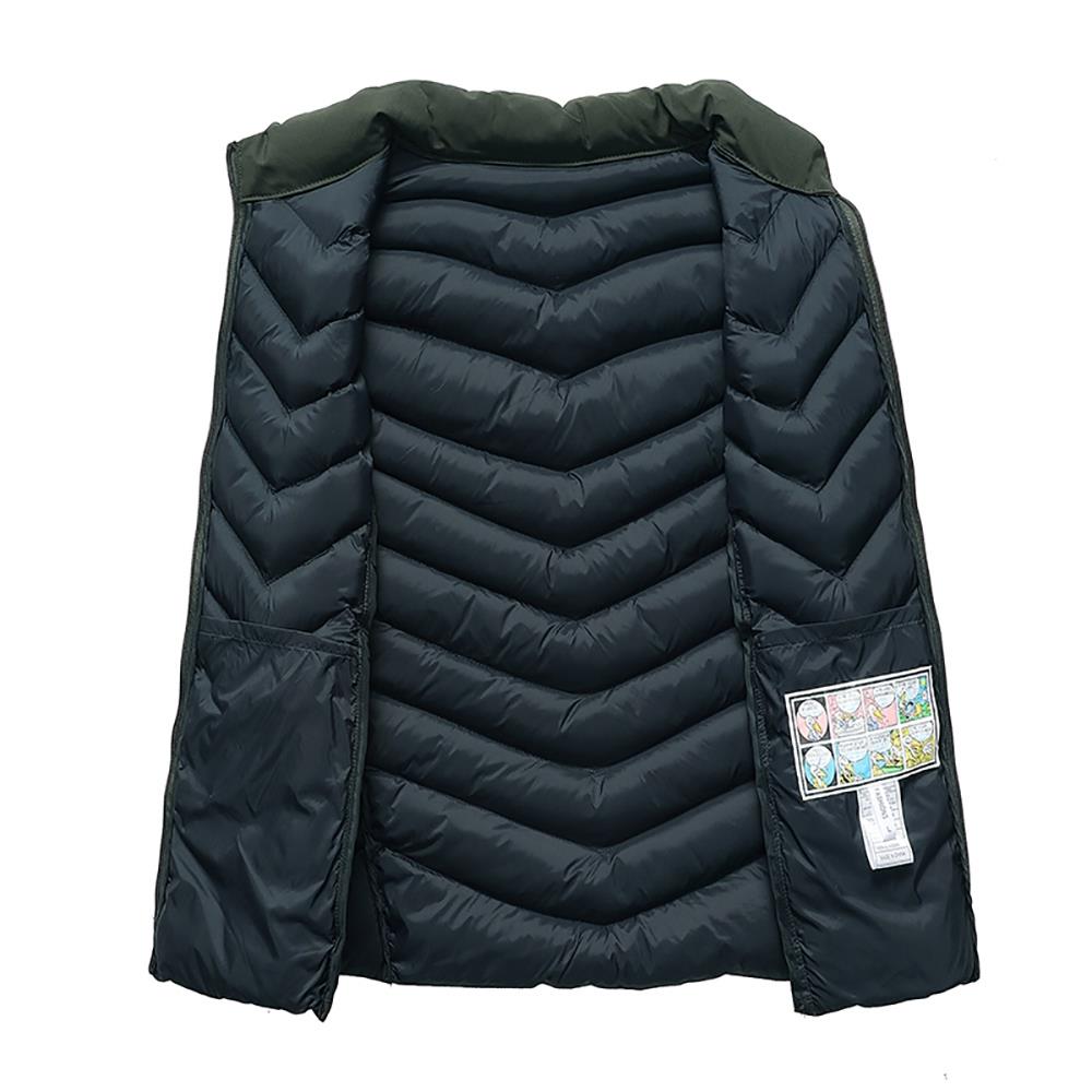 Men Winter Thick Stand Collar Solid Color Cotton Waistcoat Sleeveless Vest Size XL - Blue