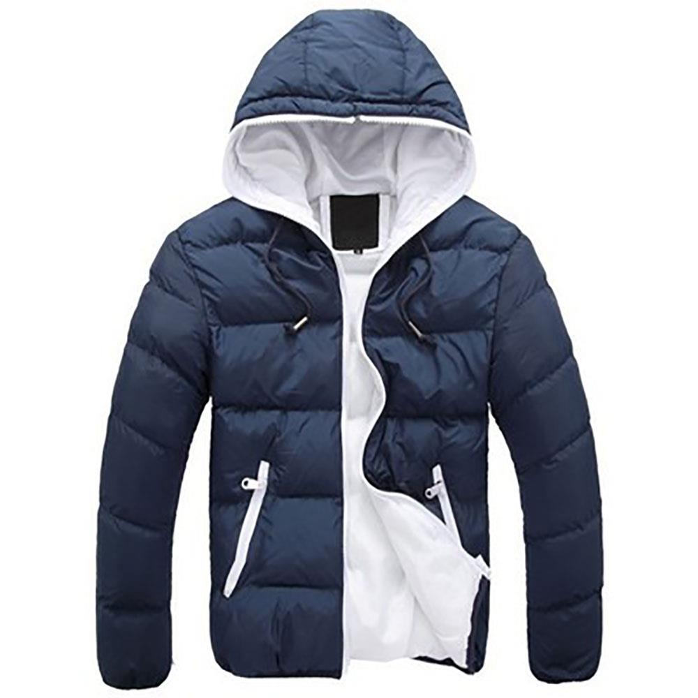 Agai-mccf Men's Leisure Hooded Candy Color Down Jacket (Warm Coat Size M) - Blue + White