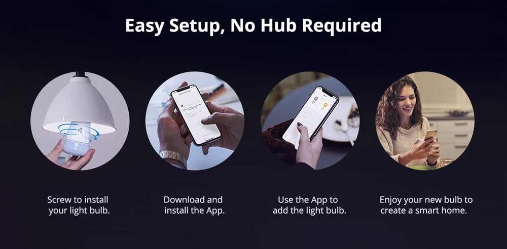 Tronsmart TB01 Smart RGB Light Bulb with Wireless Dimming No Hub Required Works with Alexa and Google Assistan - E27