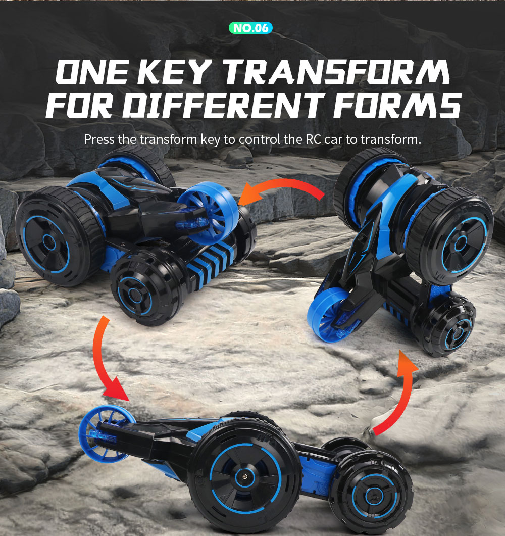 JJRC Q49 ACRO 2.4G 6CH RC Stunt Car Five-Wheel System 360 Degree Rotation with One Key Transform RTR - Red