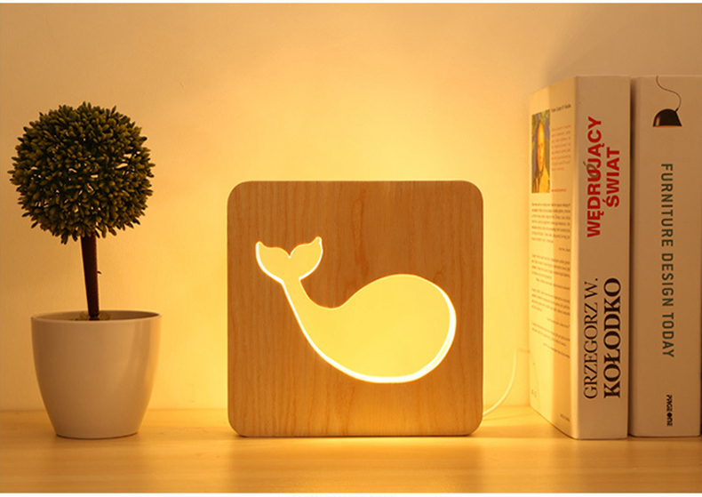 FUMAT Warm Modern LED Table Lamp - Creative Snails Wood Board Design