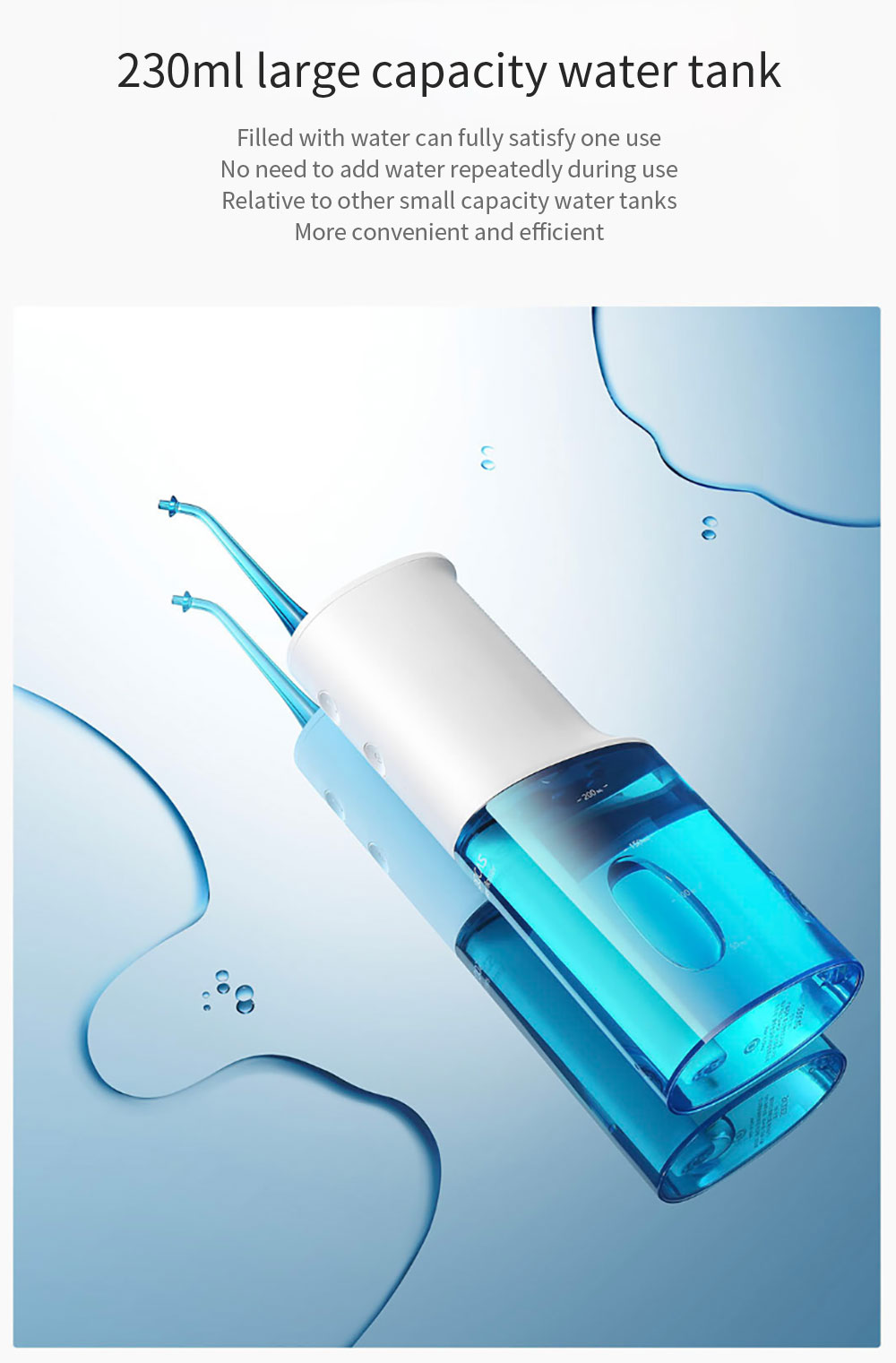 Xiaomi SOOCAS W3 Portable Electric Oral Irrigator Wireless Water Resistant USB Charging Water Flosser 3 Cleaning Mode - White