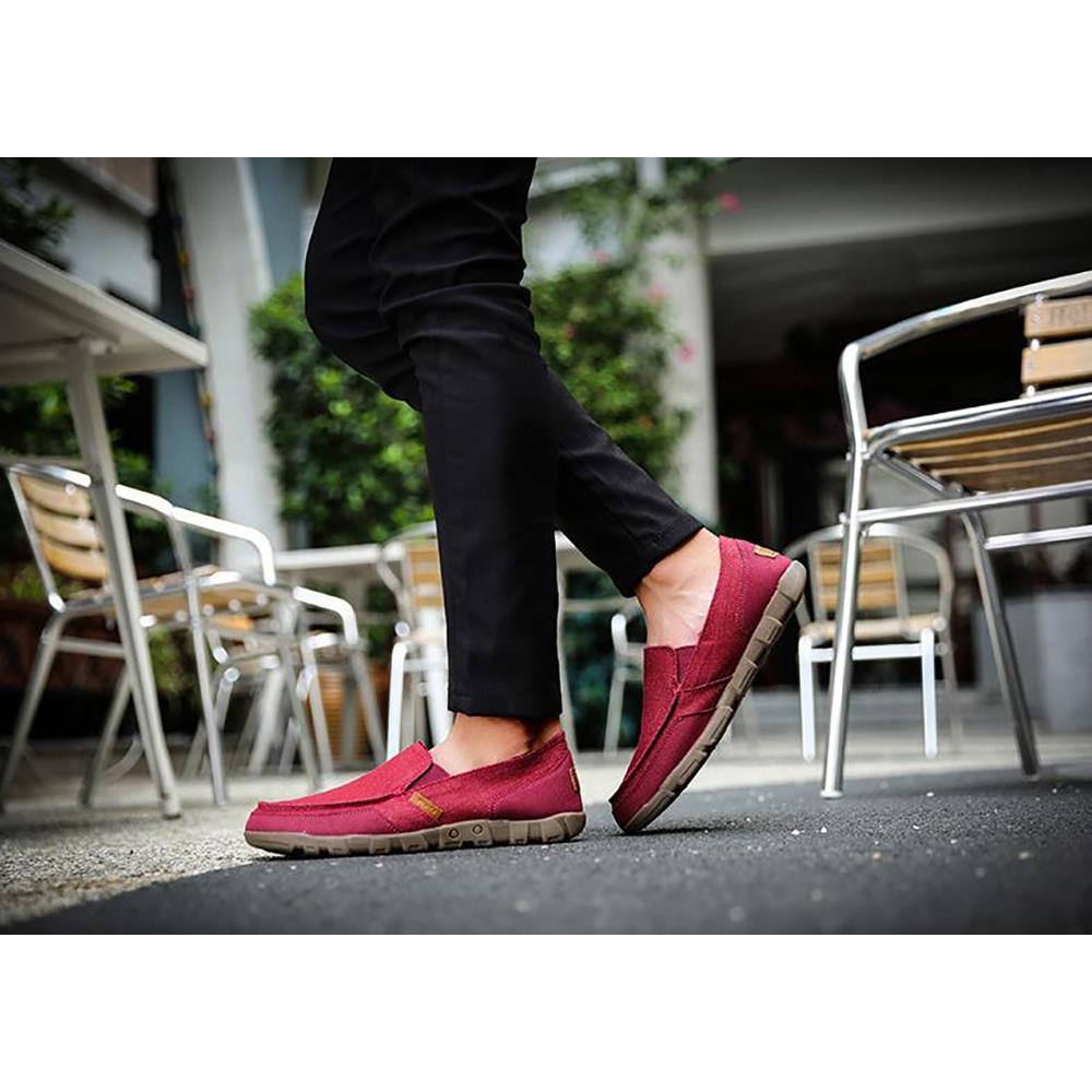 S1029 Men's Casual Canvas Shoes (Comfortable Rubber Sole Flats Size EU39) - Red