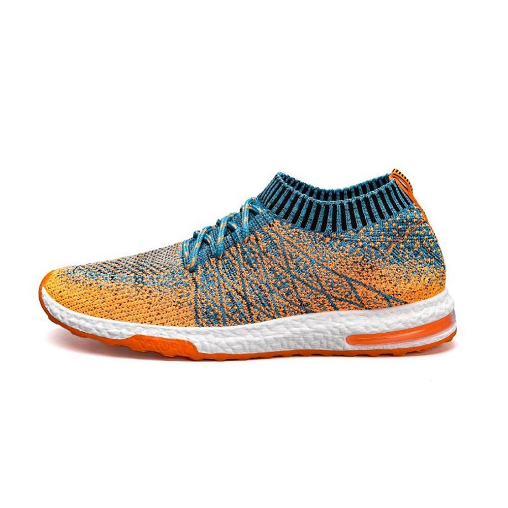 Men's Casual Sneakers Knitted Lace Up Shoes EU42 - Blue + Orange