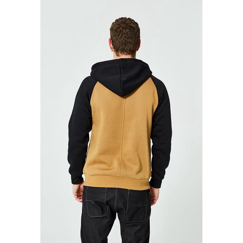 WY39 Men's Autumn Winter Raglan Hoodie (Color Block Breathable Size M) - Khaki