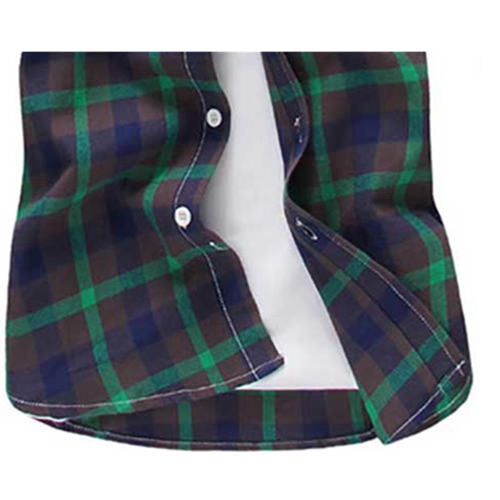 Men's Plaid Shirt Button-down Long Sleeve (Size M) - Green