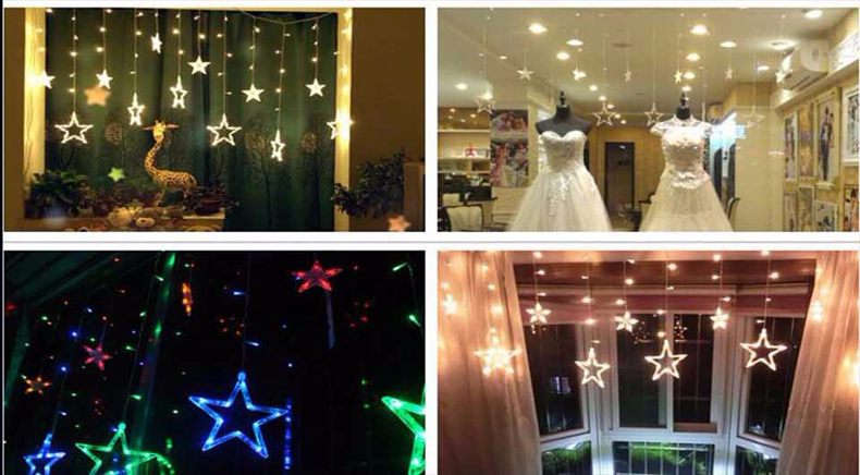Pentagram LED Bulbs String Floral Lights for Party Garden Decoration (2.5 Meter) - Warm White