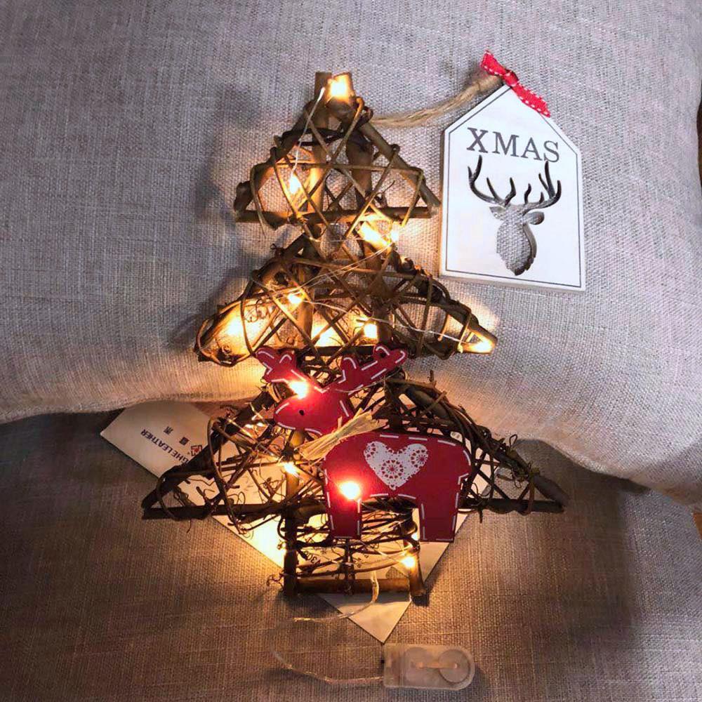 20LEDs Natural Dried Wreath DIY Christmas Tree Rattan String Light Wreaths Christmas Door Wall Wedding Decoration - Warm White