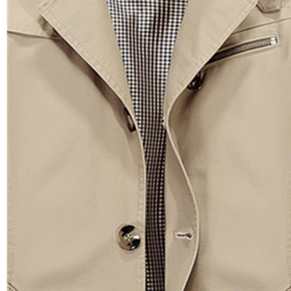 CA1306 Men's Autumn Winter Casual Windbreaker (Leisure Cotton Jackets Outerwear Trench Coat Size L) - Khaki