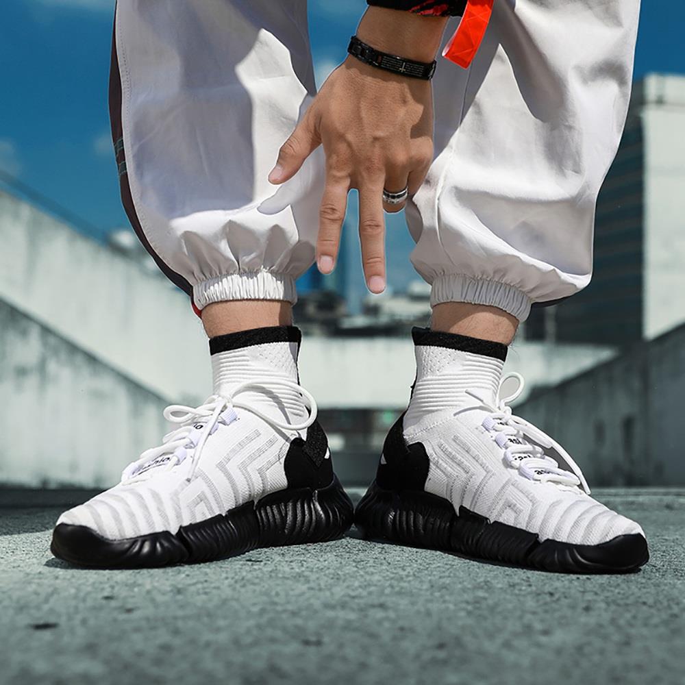 Men Outdoor Tennis Shoes Running Shoes Mesh Casual Shoes Flying Woven Upper Size EU 39.5 - White
