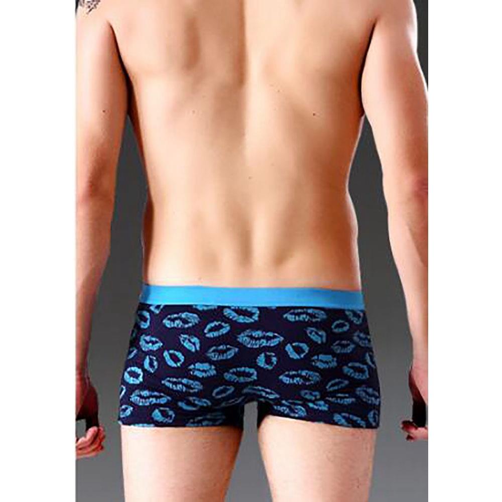 C806 Men Sexy Breathable U Convex Lips Pattern Elastic Boxers Underwear Size L - Blue