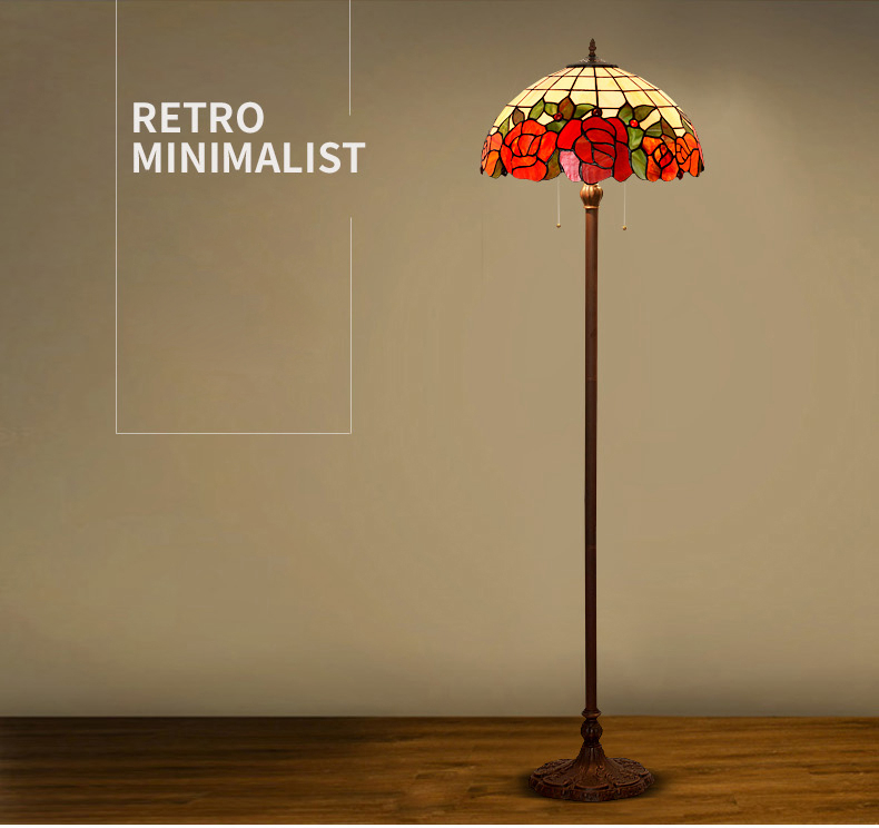FUMAT Tiffany Style Stained Glass Handcrafted Floor Lamp - Romantic Lotus Design