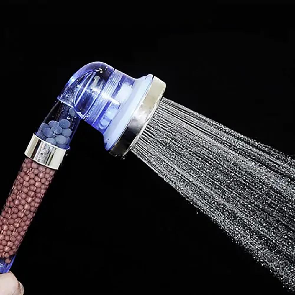 Negative Ionic Shower Head Handheld High-Pressure Water-saving Three-functions Sprayer for Bathroom - Silver