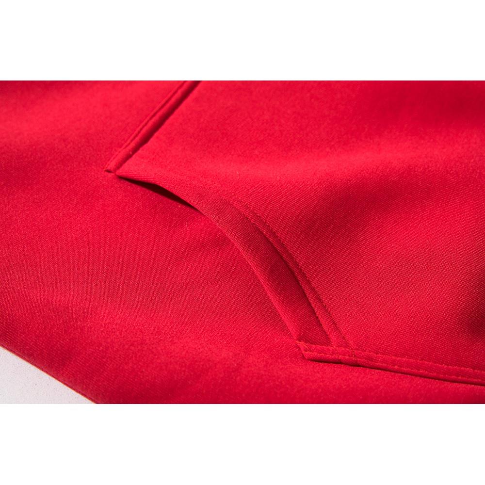 WY39 Men's Autumn Winter Raglan Hoodie (Color Block Breathable Size M) - Red