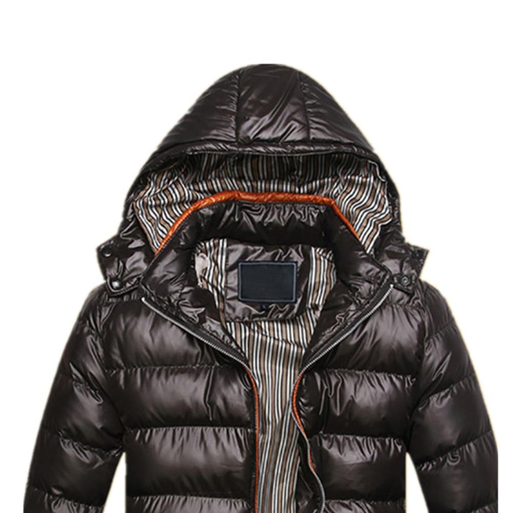 TG220 Men's Winter Hooded Down Jacket (Cotton Padded Warm Slim Fit Coat Size L) - Black