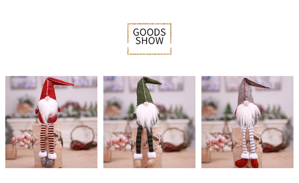 Christmas Decoration Cute Sitting Long-legged Elf Festival New Year Dinner Party for Home - Red