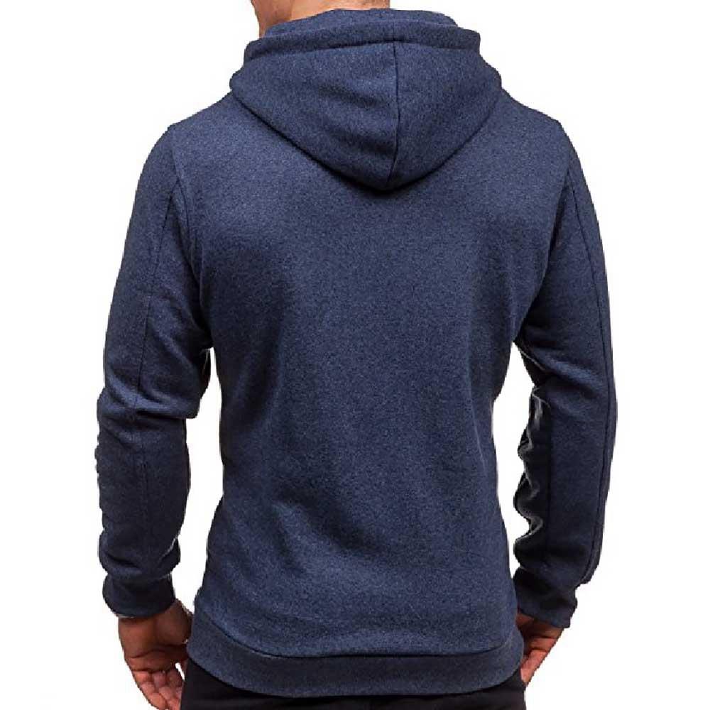 Men's Autumn and Winter Hoodies Long Sleeve Sweatshirt (Size M) - Navy Blue