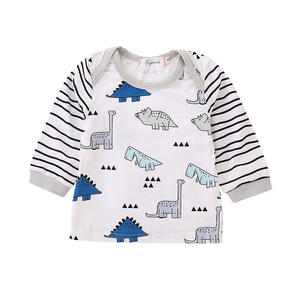 HZ50061 Kids Boys Girls Funny Animal Pattern Three-piece Set (Long-sleeve Shirt + Hat + Casual Pants Size 70) - White