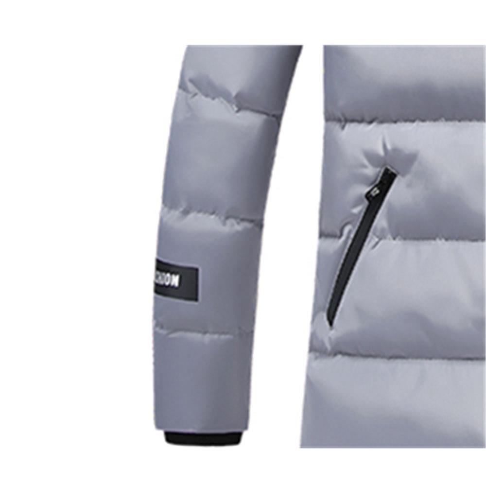 CA8866 Men's Autumn And Winter Casual Long Down Jacket (Solid Color Thicken Warm Fur Collar Size L) - Gray