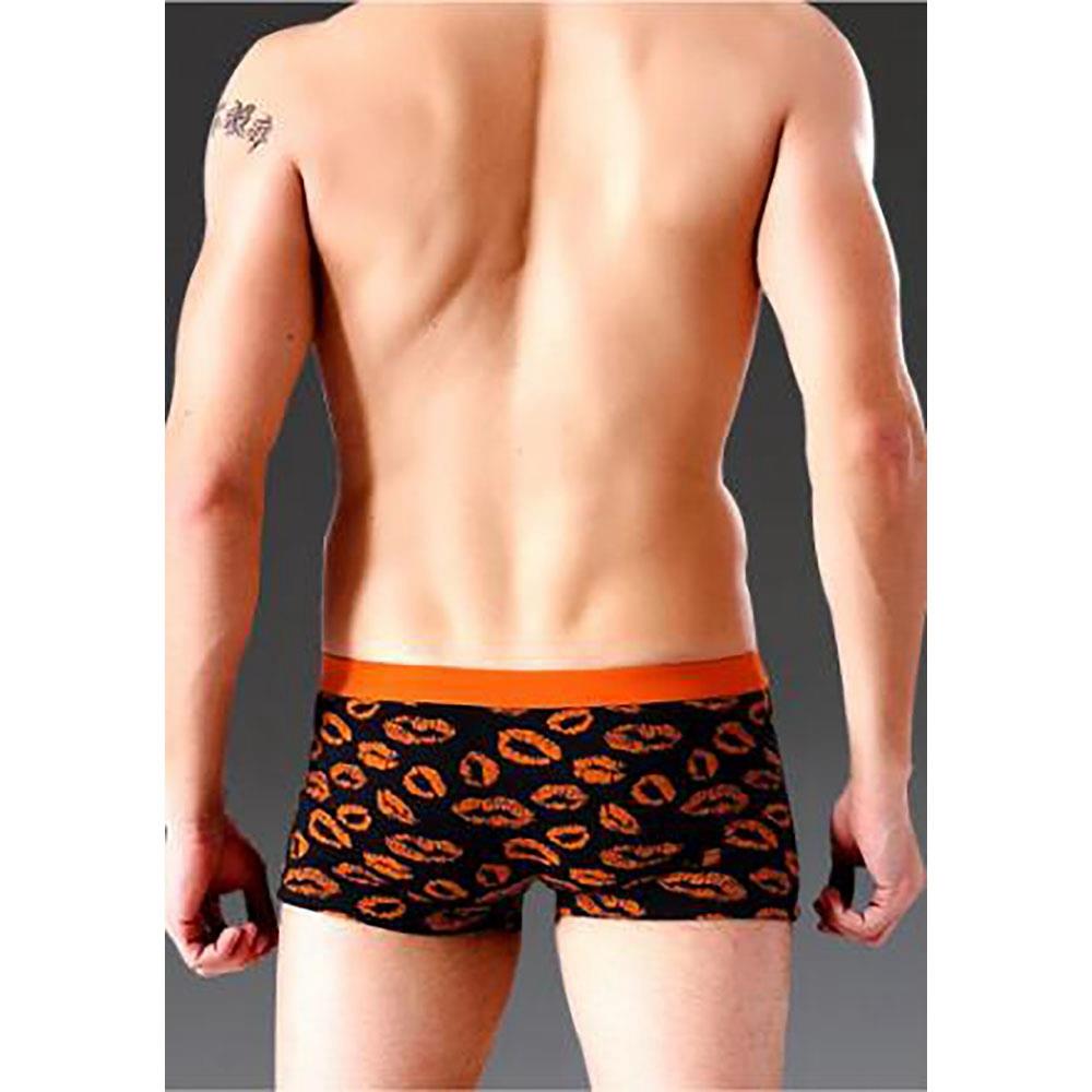 C806 Men Sexy Breathable U Convex Lips Pattern Elastic Boxers Underwear Size L - Orange
