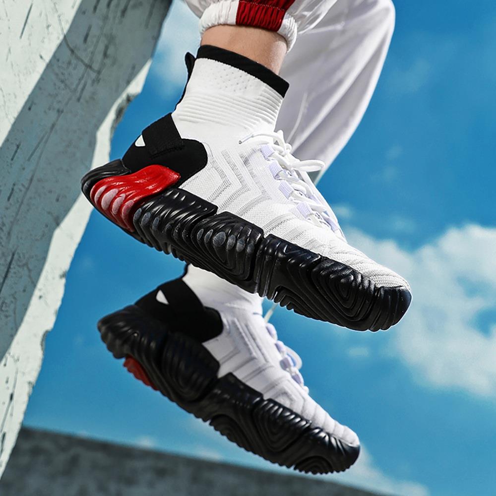 Men Outdoor Tennis Shoes Running Shoes Mesh Casual Shoes Flying Woven Upper Size EU 39.5 - White