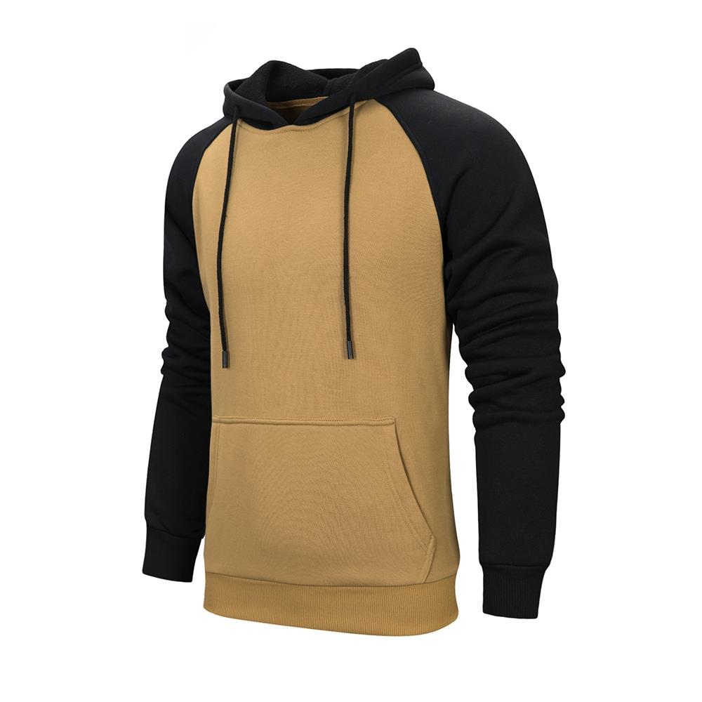 WY39 Men's Autumn Winter Raglan Hoodie (Color Block Breathable Size M) - Khaki