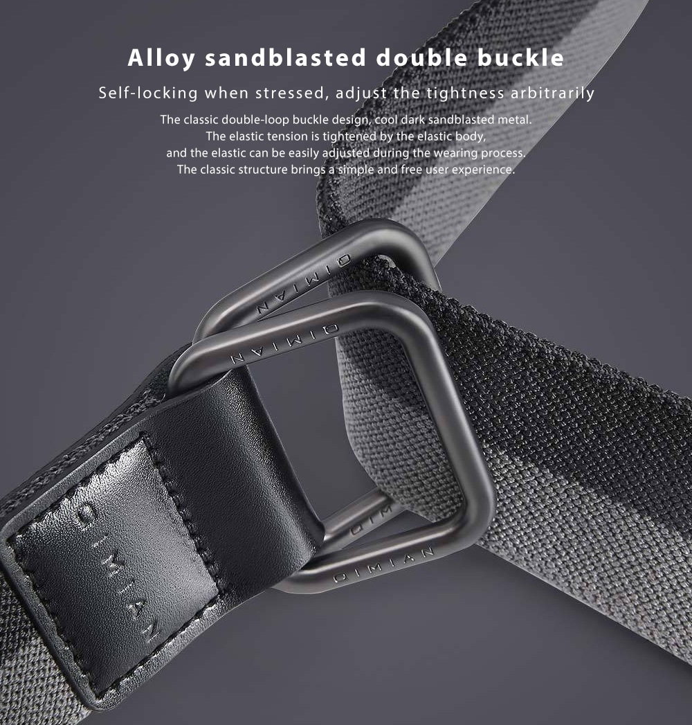 Xiaomi QIMIAN Stretch Fabric Sports Belt Elastic Plant Double Ring Buckle Size XL - Black
