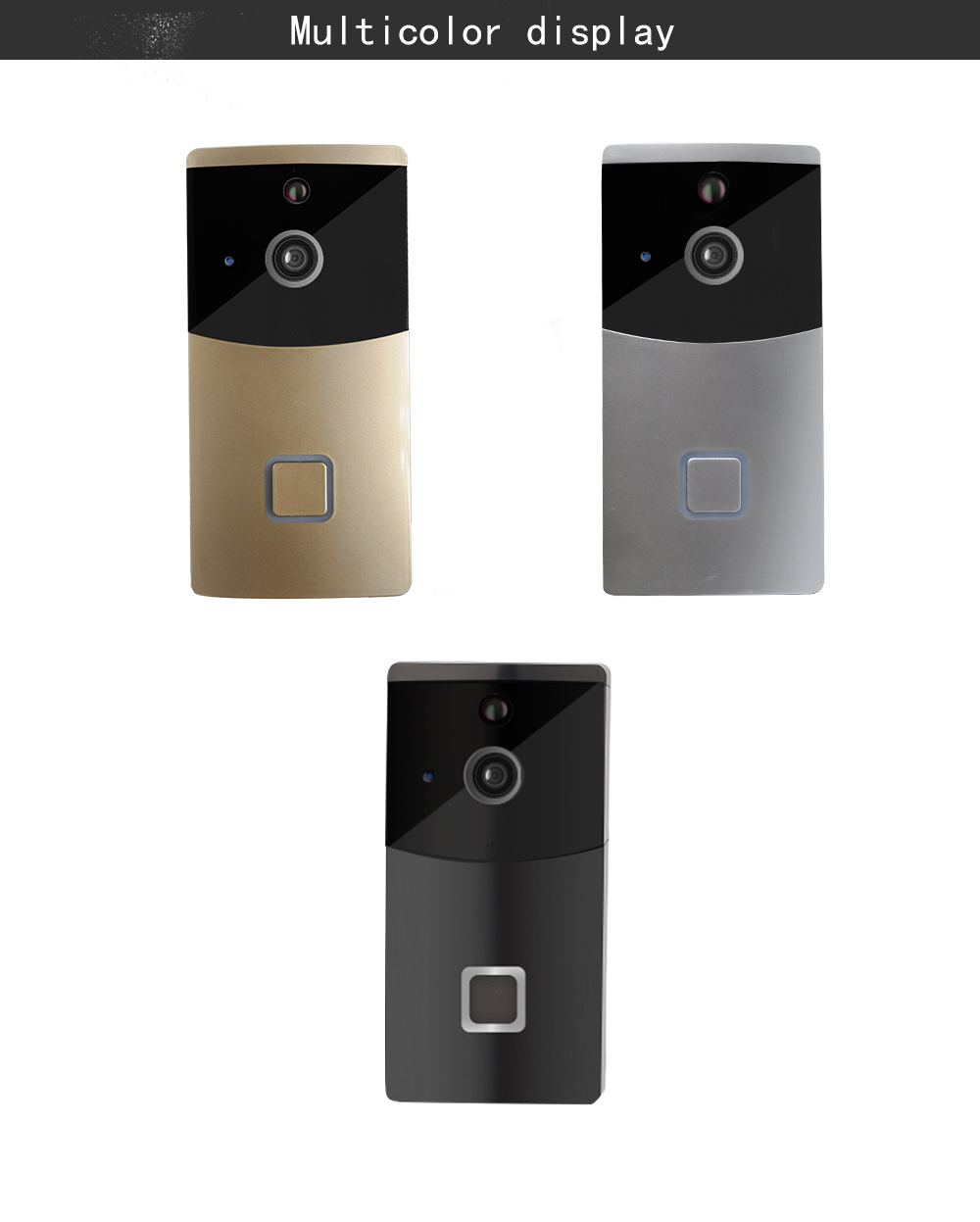 Danmini WF05 WIFI Wireless Video Intercom Doorbell APP Voice Intercom Low Power Standby - Black