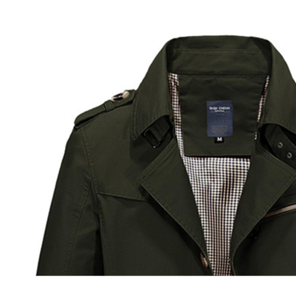 CA1306 Men's Autumn Winter Casual Windbreaker (Leisure Cotton Jackets Outerwear Trench Coat Size L) - Army Green