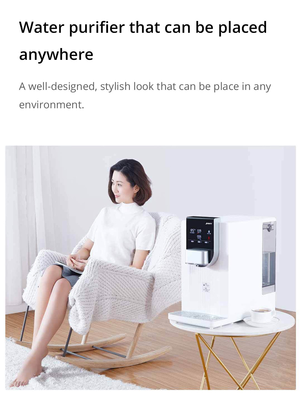 Xiaomi JIMMY Smart Water Purifier Desktop Installation-free Version Four Stages Filtration TDS Detection System 7-Levels Water Temperature - White