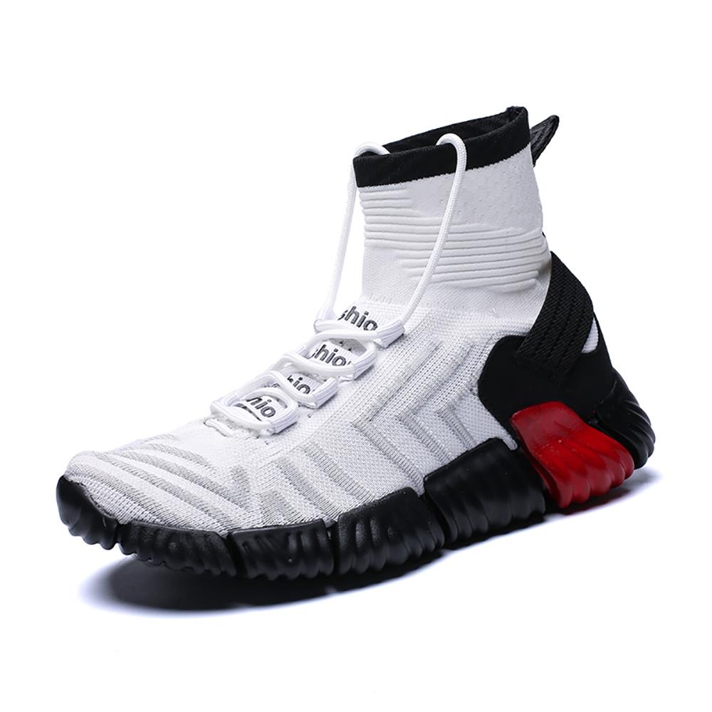 Men Outdoor Tennis Shoes Running Shoes Mesh Casual Shoes Flying Woven Upper Size EU 39.5 - White