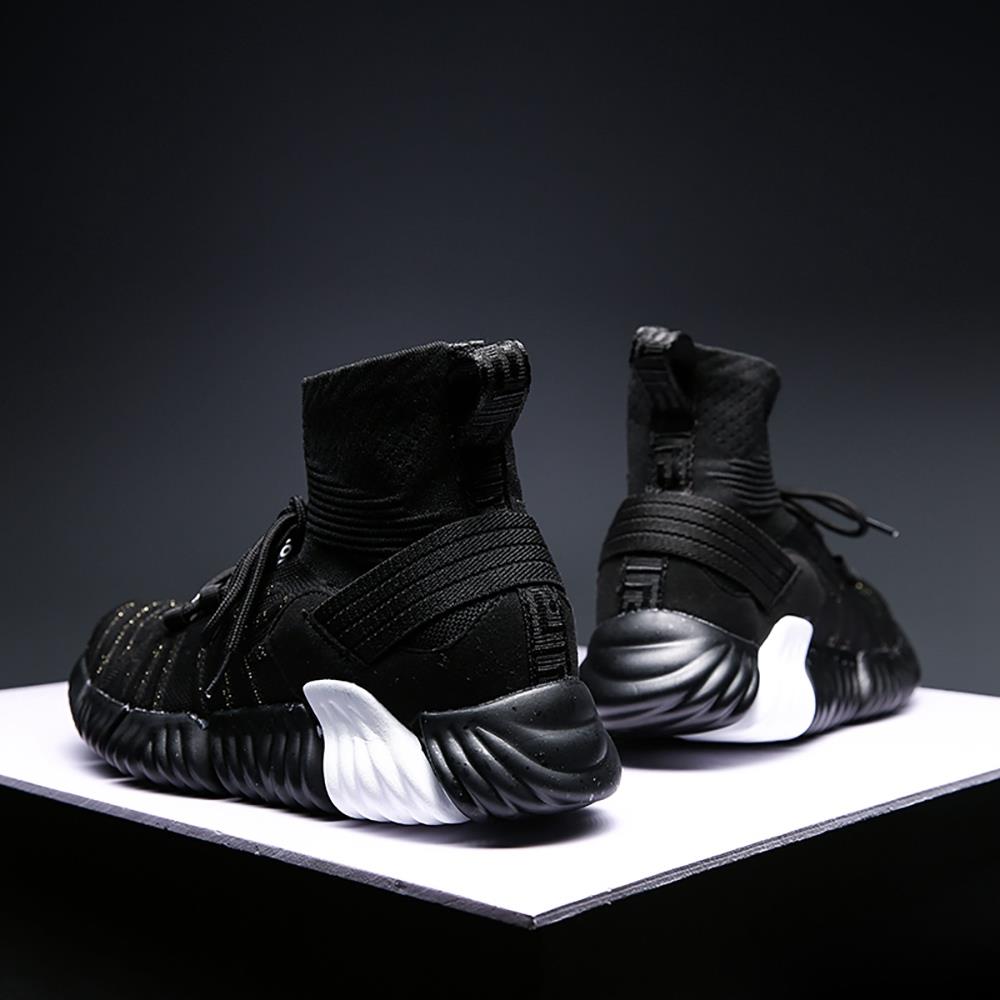 Men Outdoor Tennis Shoes Running Shoes Mesh Casual Shoes Flying Woven Upper Size EU 39.5 - Black