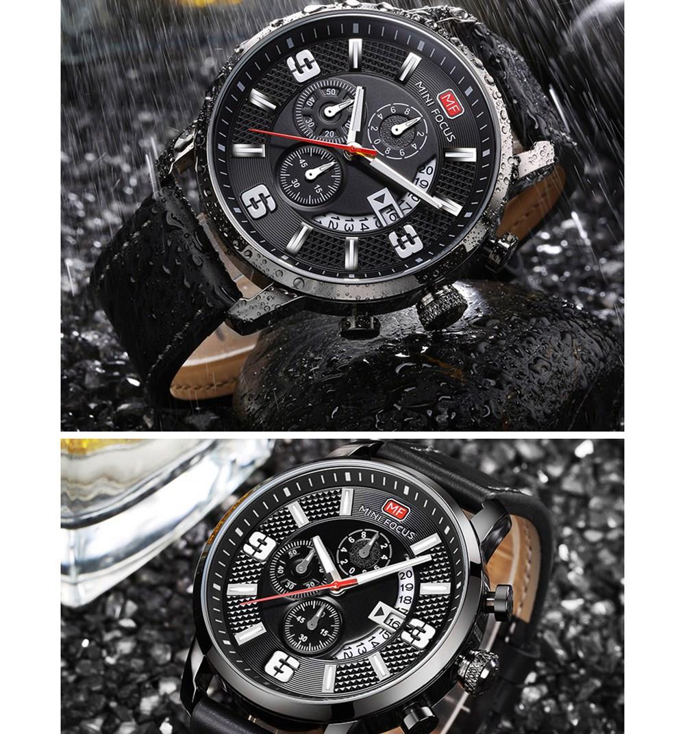 MINI FOCUS MF0025G Men's Quartz Watch Rotating Calendar Date Wristwatch - Red + Black