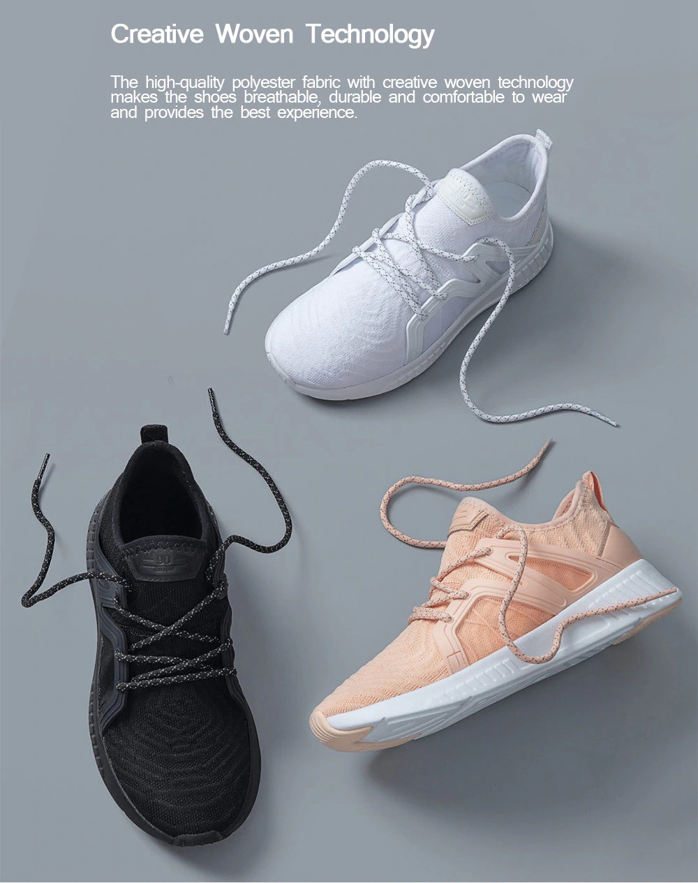 Xiaomi 90Fun Unisex Sneakers (Shock-absorbing EVA Insole Sports Shoes Size EU35 Women) - Pink