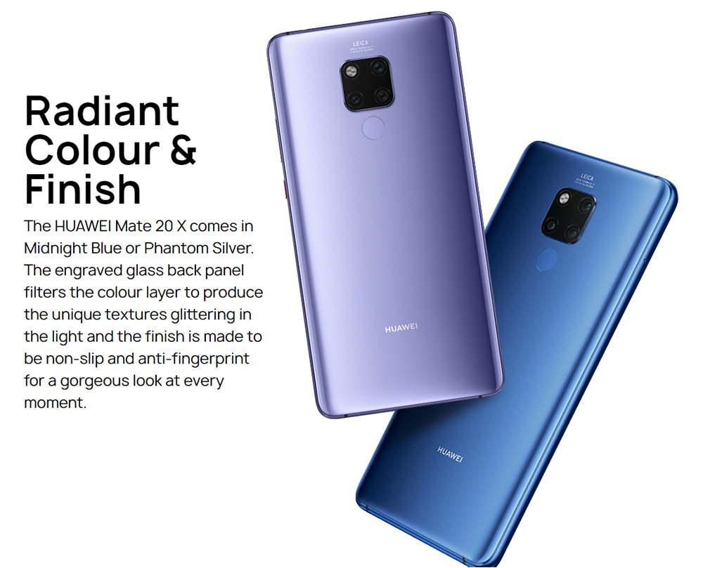 HUAWEI Mate 20 X 7.2 Inch 4G LTE Smartphone Kirin 980 6GB 128GB 40.0MP+20.0MP+8.0MP Triple Rear Cameras Android 9.0 NFC IR Remote Control Touch ID - Phantom Silver