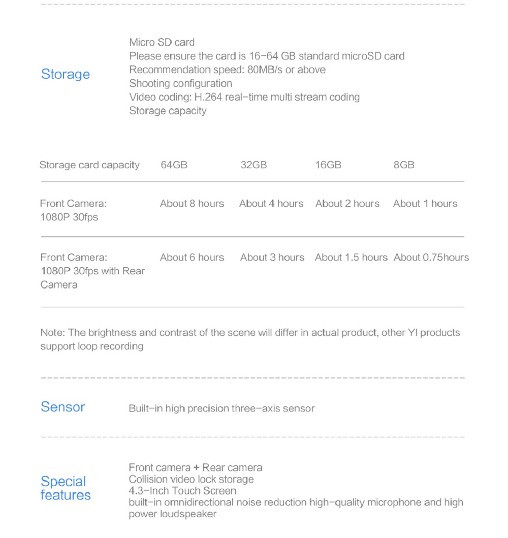 YI Mirror Dash Cam Dual Dashboard Camera Recorder 4.3 Inch LCD Touch Screen Front And Rear View 138 Degree Wide Angle HD Camera G Sensor Night Vision - Black