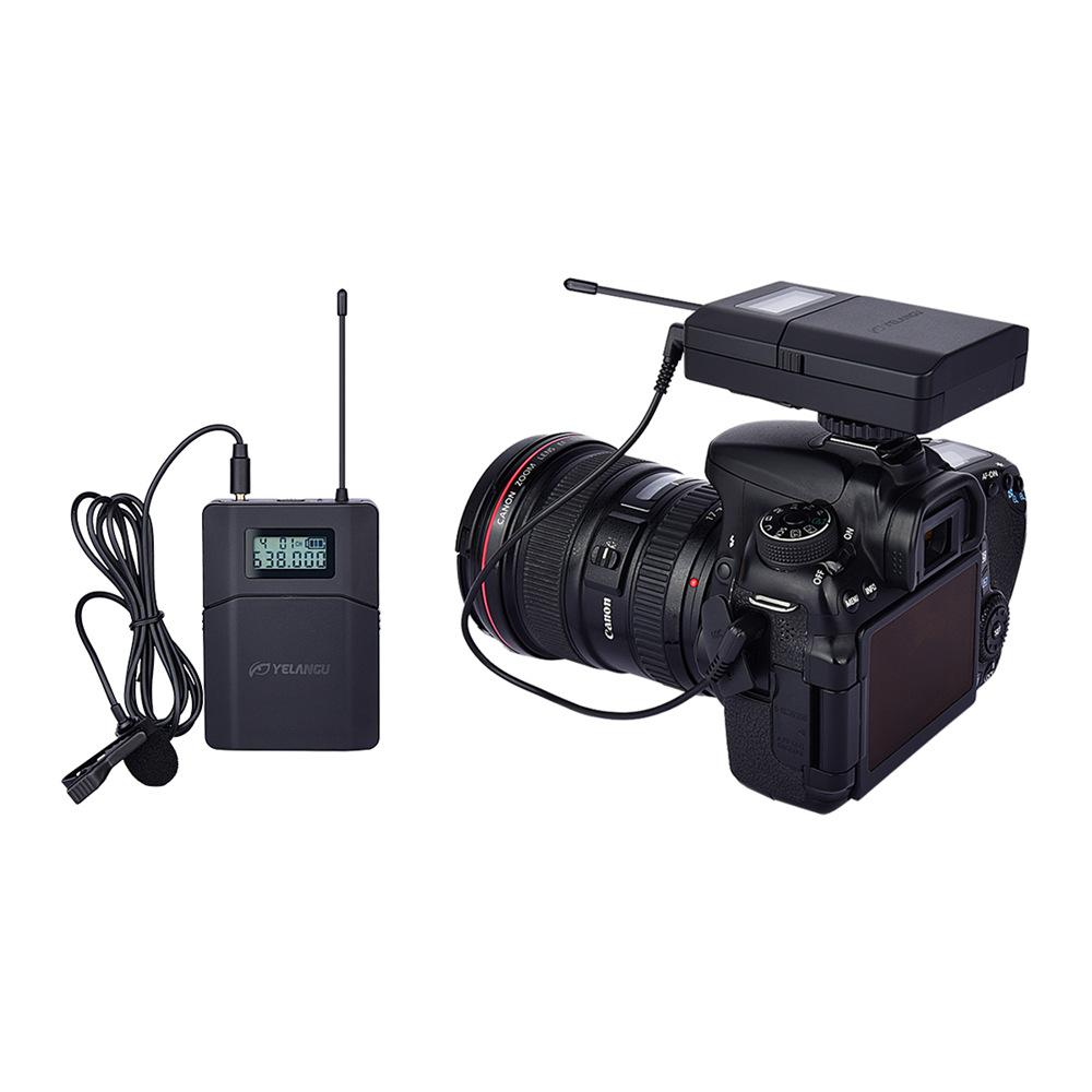 Yelangu MX1 Outdoor Wireless Microphone 70M Wireless Working Distance For Camera Recording - Black