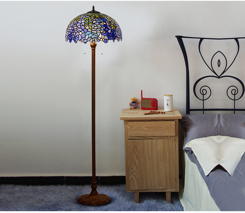 FUMAT Tiffany Style Stained Glass Handcrafted Floor Lamp - Romantic Lotus Design